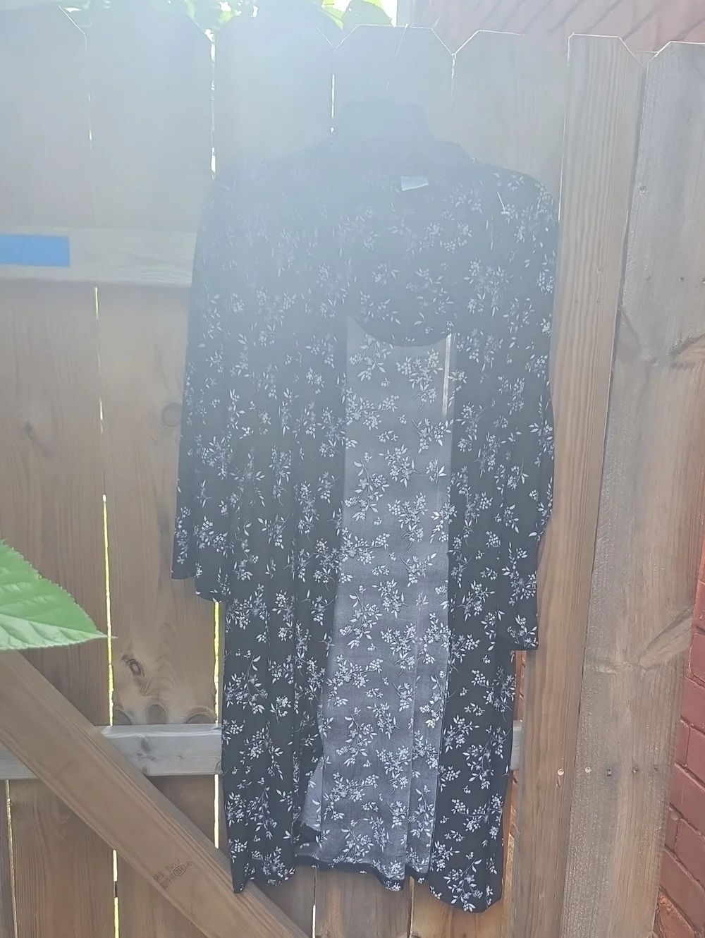 Women's Black Floral Longline Duster